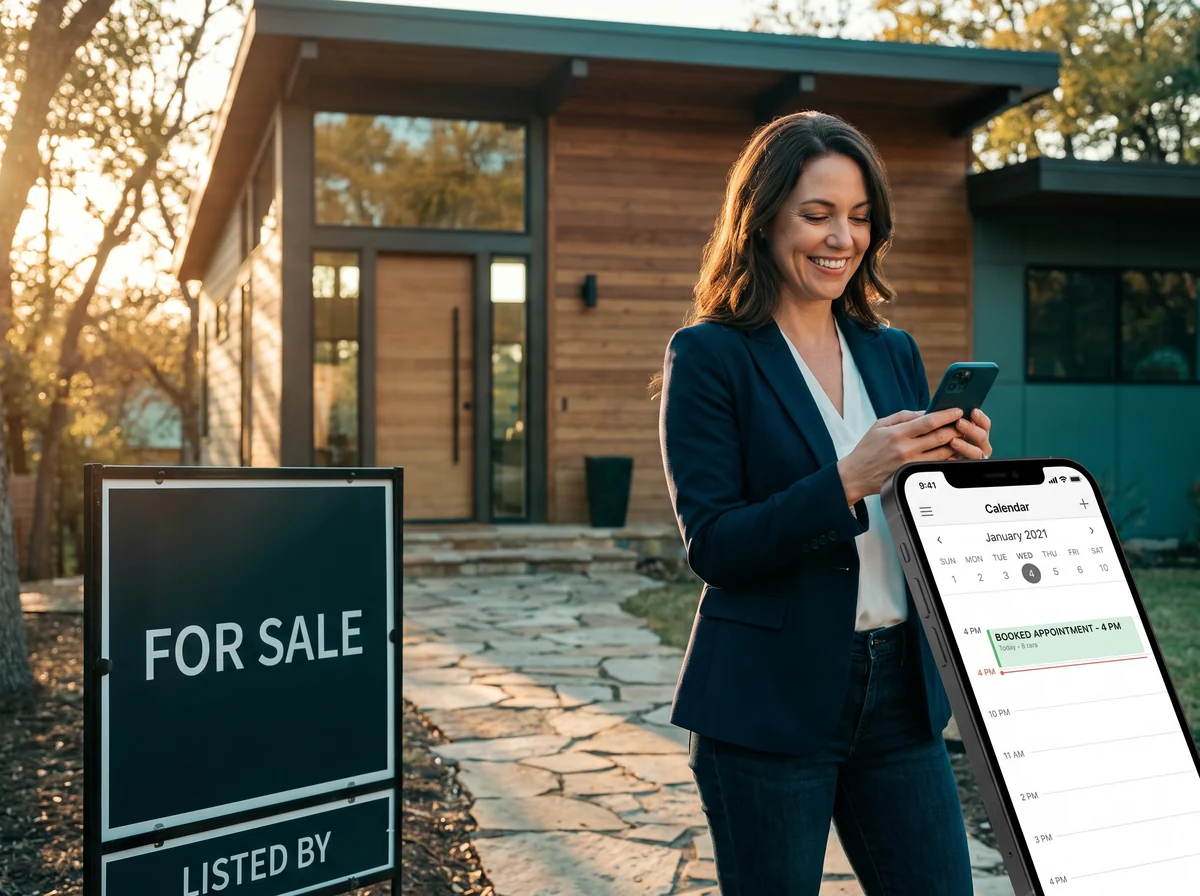 Real estate agent confidently checking a booked showing appointment